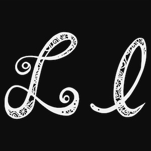 Archivo de corte svg de mandala L, archivo de corte de letras del alfabeto, svg glowforge, plantilla de vinilo, archivo de corte láser, svg recortable, clipart png