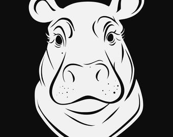 hippo svg cut file, glowforge file, vinyl template, laser cut file, zoo animal svg, cuttable animal svg, clipart png
