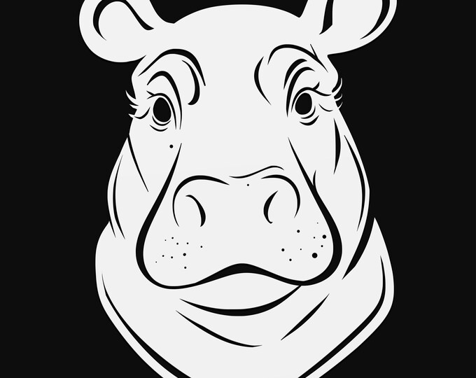 hippo svg cut file, glowforge file, vinyl template, laser cut file, zoo animal svg, cuttable animal svg, clipart png