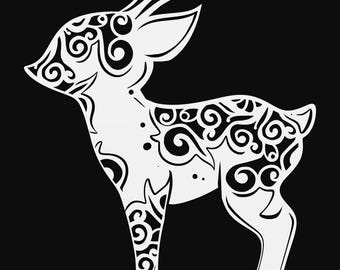 little christmas fawn mandala svg cut file, glowforge file, vinyl template, laser cut file, seasonal svg, cuttable holiday svg, clipart png