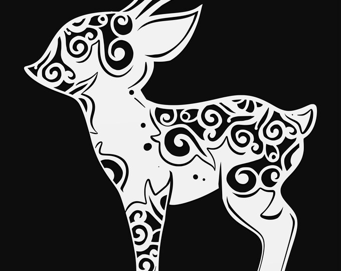 little christmas fawn mandala svg cut file, glowforge file, vinyl template, laser cut file, seasonal svg, cuttable holiday svg, clipart png