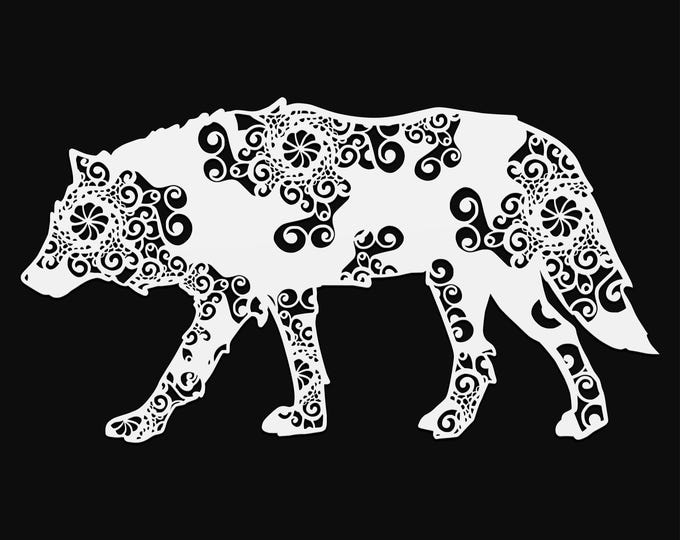 wolf mandala svg cut file, glowforge file, vinyl template, laser cut file, animal svg, cuttable animal svg, clipart png