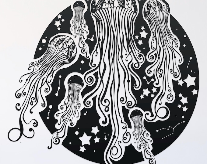 jellyfish svg cut file, glowforge file, vinyl template, laser cut file, animals svg, cuttable animal svg, clipart png