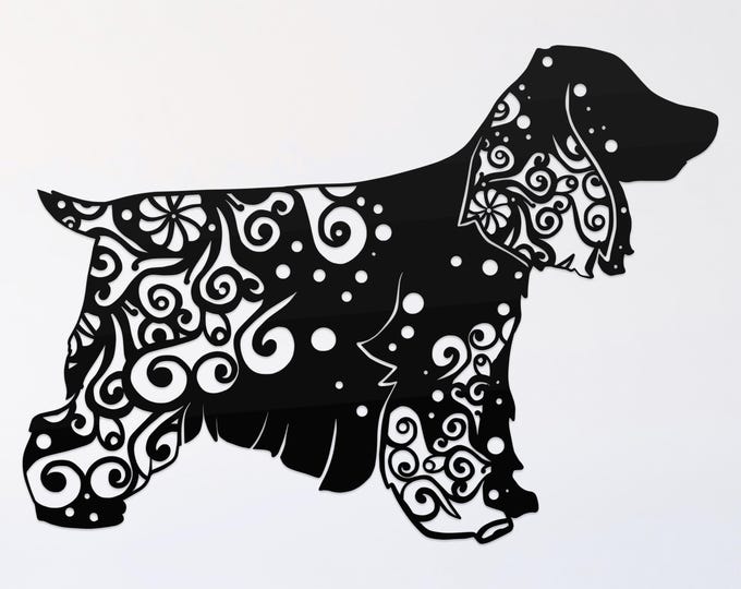 cocker spaniel dog mandala svg file, glowforge file, vinyl template, laser cut file, animal svg, cuttable animal svg, clipart png