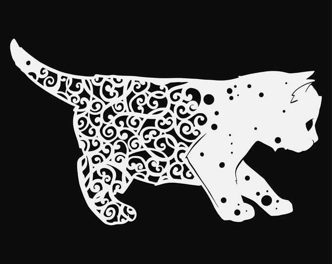 kitten mandala svg cut file, glowforge file, vinyl template, laser cut file, animals svg, cuttable animal svg, clipart png