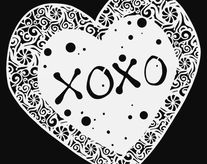 xoxo heart mandala svg cut file, glowforge file, vinyl template, laser cut file, aristocrat svg, cuttable dress svg, clipart png