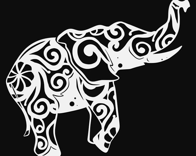 elephant mandala svg cut file, glowforge file, vinyl template, laser cut file, zoo animal svg, cuttable animal svg, clipart png