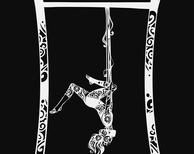 aerial dancer mandala svg, glowforge file, vinyl template, laser cut file, lifestyle svg, cuttable dance laser svg, clipart png