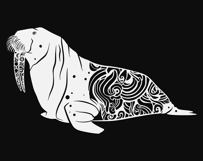 walrus mandala svg cut file, glowforge file, vinyl template, laser cut file, animals svg, cuttable animal svg, clipart png