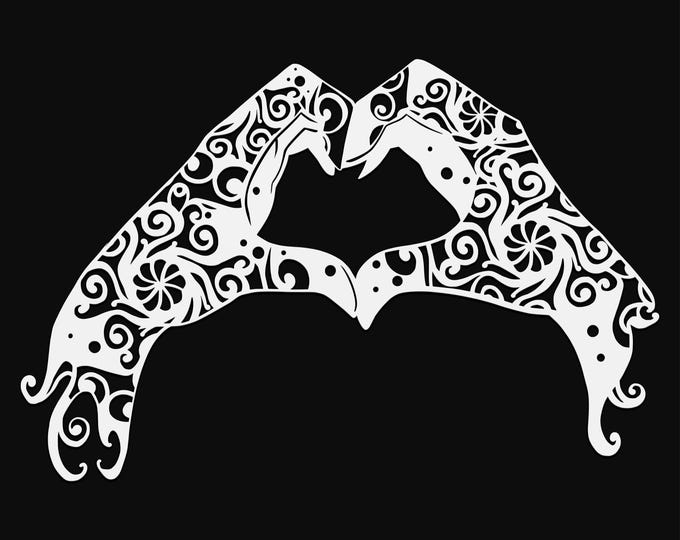 heart hands mandala svg cut file, glowforge file, vinyl template, laser cut file, lifestyle svg, cuttable laser svg, clipart png