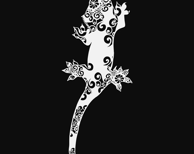 crested gecko mandala svg cut file, lizard glowforge file, vinyl template, laser cut file, reptile svg, cuttable animal svg, clipart png