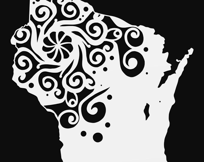 wisconsin mandala svg, geography cut file, glowforge svg, united states vinyl template, laser cut file, cuttable map svg, WI clipart png