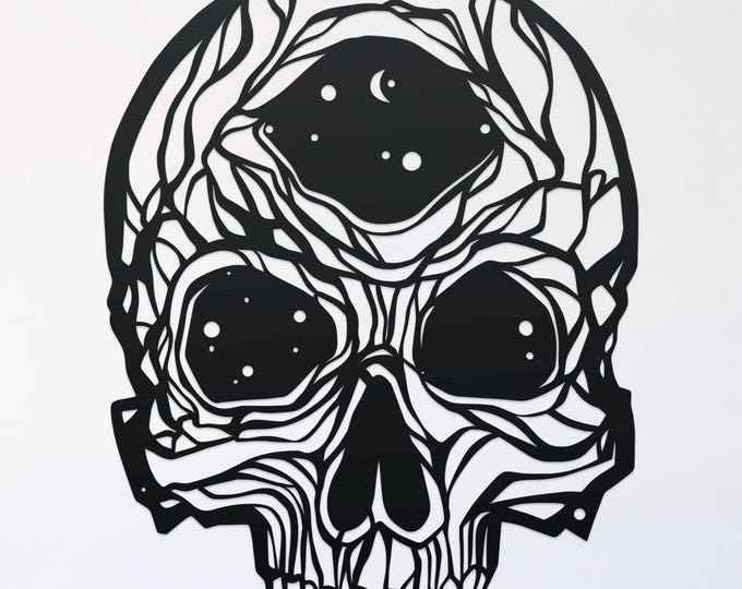 three-eyed skull svg cut file, glowforge file, vinyl template, laser cut file, pagan svg, cuttable wicca svg, clipart png