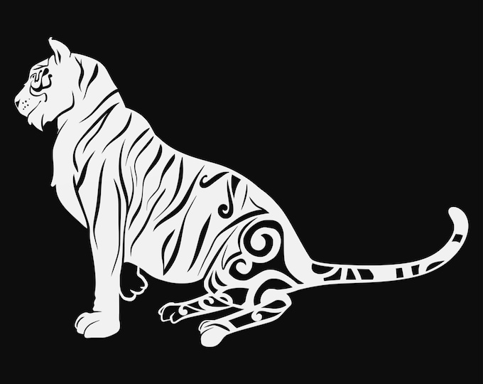tiger mandala svg cut file, glowforge file, vinyl template, laser cut file, animals svg, cuttable animal svg, clipart png
