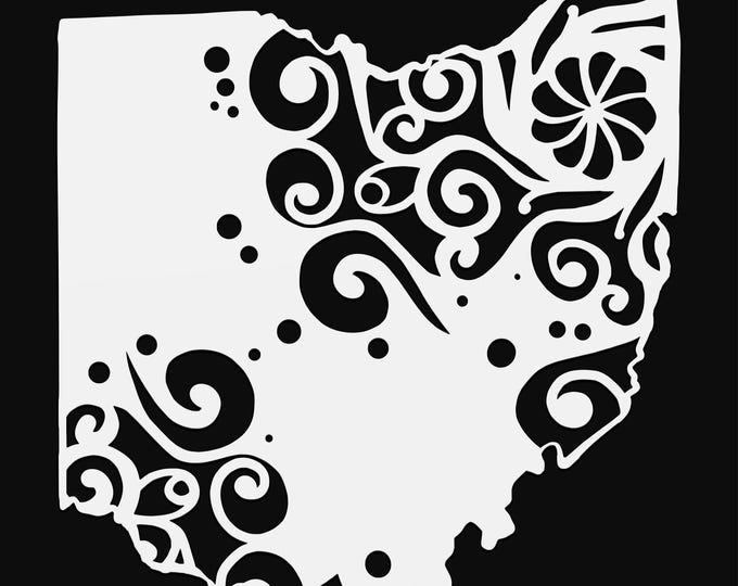 ohio mandala svg, geography cut file, glowforge svg, united states vinyl template, laser cut file, cuttable map svg, OH clipart png