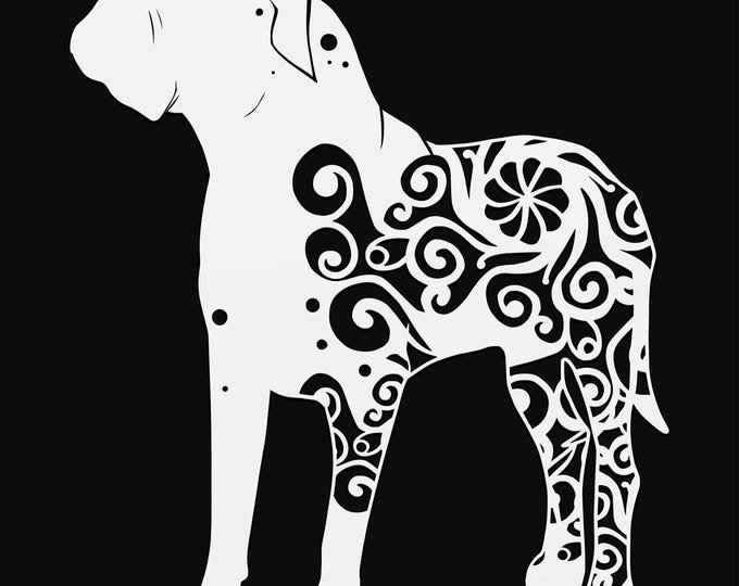french mastiff mandala svg file, glowforge file, vinyl template, laser cut file, animal svg, cuttable animal svg, clipart png