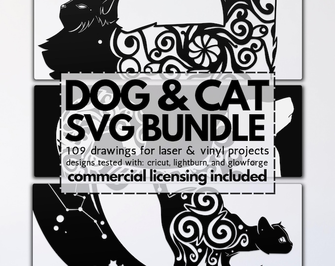 pet mandala svg laser bundle, glowforge mandala files, vinyl dog templates, cat laser svgs, animal svgs, pet svg bundle, animal cliparts