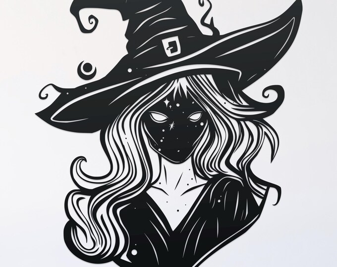 star witch svg cut file, glowforge file, vinyl template, laser cut file, pagan svg, cuttable wicca svg, clipart png