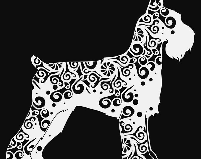 giant schnauzer mandala svg file, glowforge file, vinyl template, laser cut file, animal svg, cuttable animal svg, clipart png