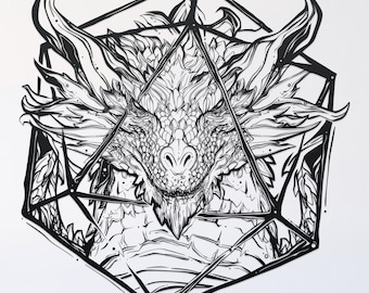 d20 elder dragon svg cut file, glowforge file, vinyl template, fantasy laser cut file, dragon svg, cuttable magical svg, clipart png