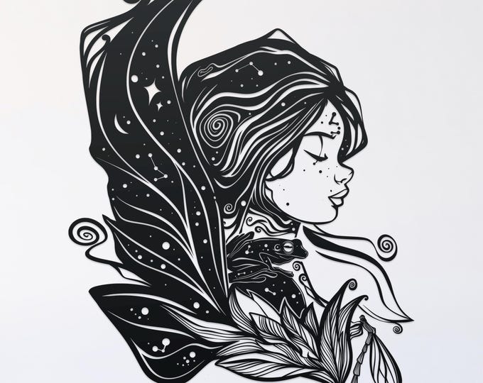 fairy, dragonfly, and frog svg cut file, glowforge file, vinyl template, laser cut file, fairy svg, cuttable pixie svg, clipart png
