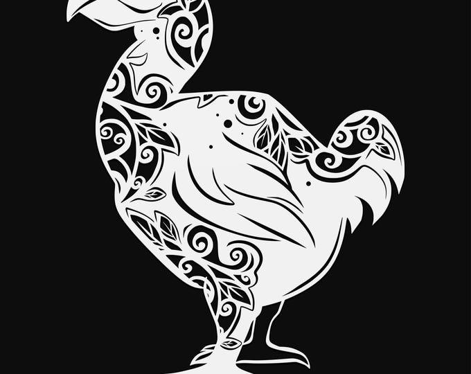 dodo mandala svg cut file, glowforge file, vinyl template, laser cut file, bird svg, cuttable animal svg, clipart png
