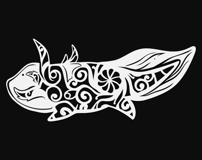 axolotl mandala svg cut file, glowforge file, vinyl template, laser cut file, amphibian svg, cuttable animal svg, clipart png