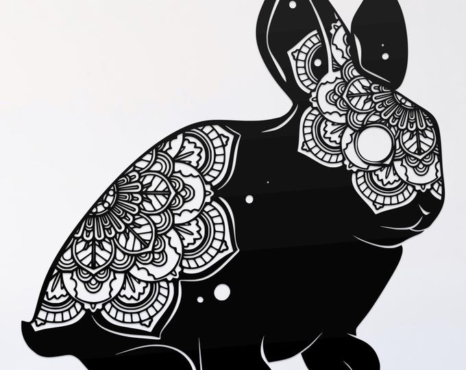 bunny rabbit mandala svg cut file, glowforge file, vinyl template, laser cut file, animal svg, cuttable animal svg, clipart png