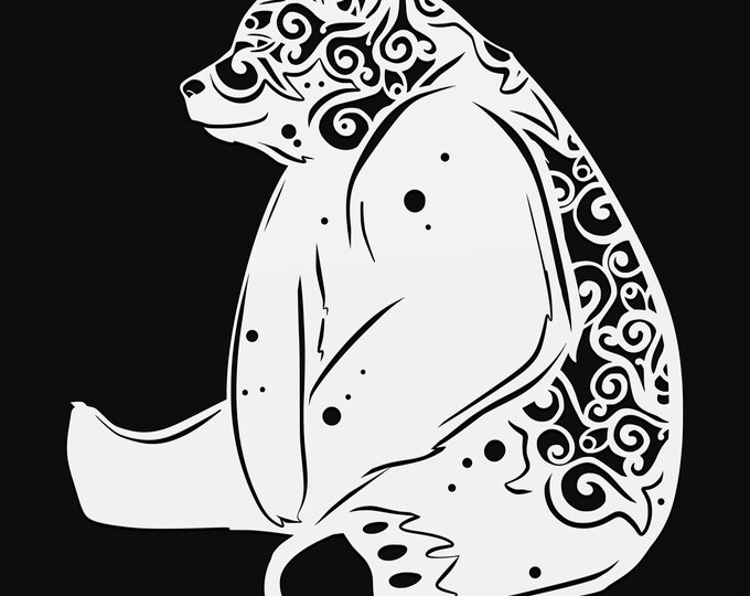 bear mandala svg cut file, glowforge file, vinyl template, laser cut file, animal svg, cuttable animal svg, clipart png