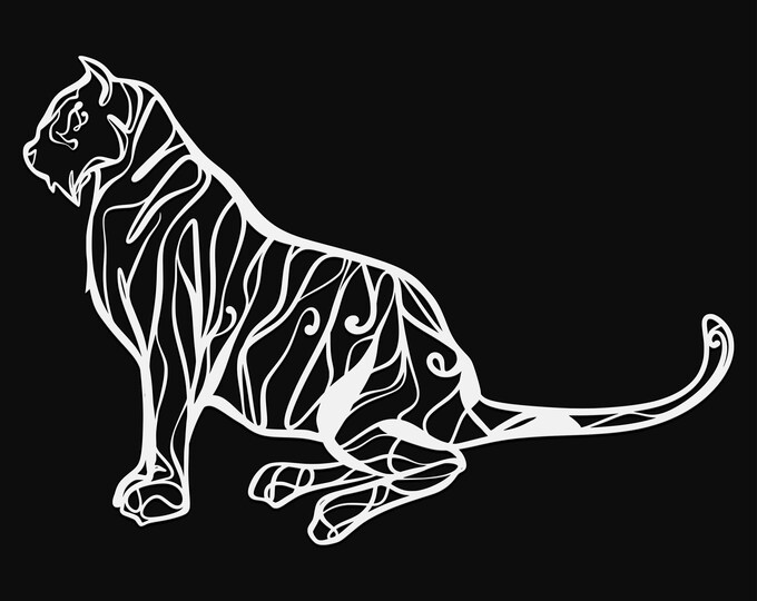 inky tiger svg cut file, glowforge file, vinyl template, laser cut file, animals svg, cuttable animal svg, clipart png