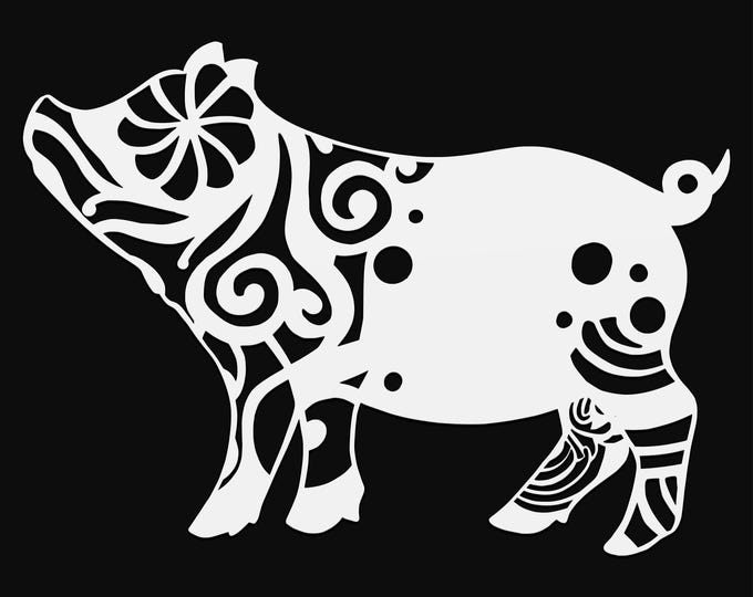 pig mandala svg cut file, farm glowforge file, vinyl template, laser cut file, farm animal svg, cuttable animal svg, clipart png