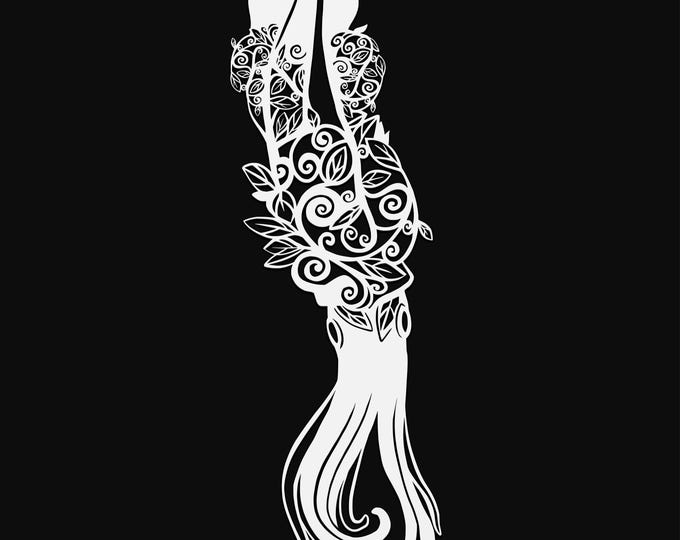 floral squid svg cut file, glowforge file, vinyl template, laser cut file, animals svg, cuttable animal svg, clipart png