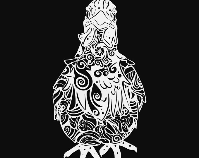 chicken mandala svg cut file, glowforge file, vinyl template, laser cut file, bird svg, cuttable animal svg, clipart png