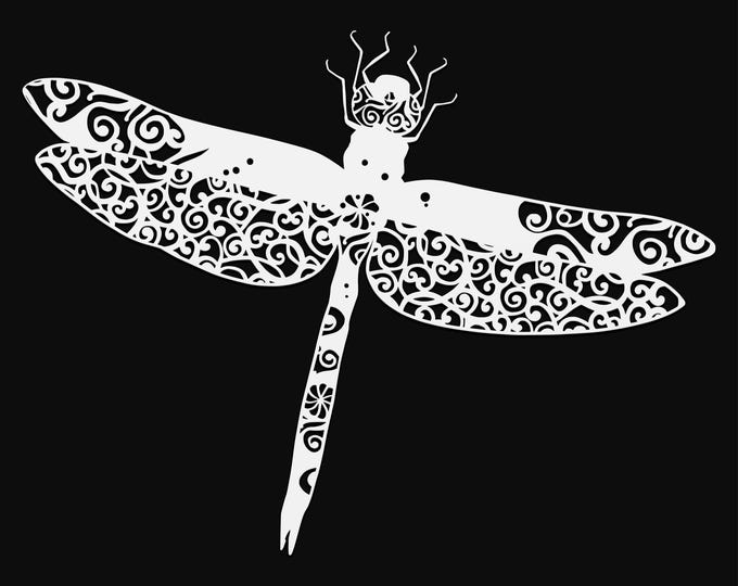 dragonfly mandala svg cut file, glowforge file, monarch vinyl template, dragonfly laser cut file, reptile svg, cuttable bug svg, clipart png
