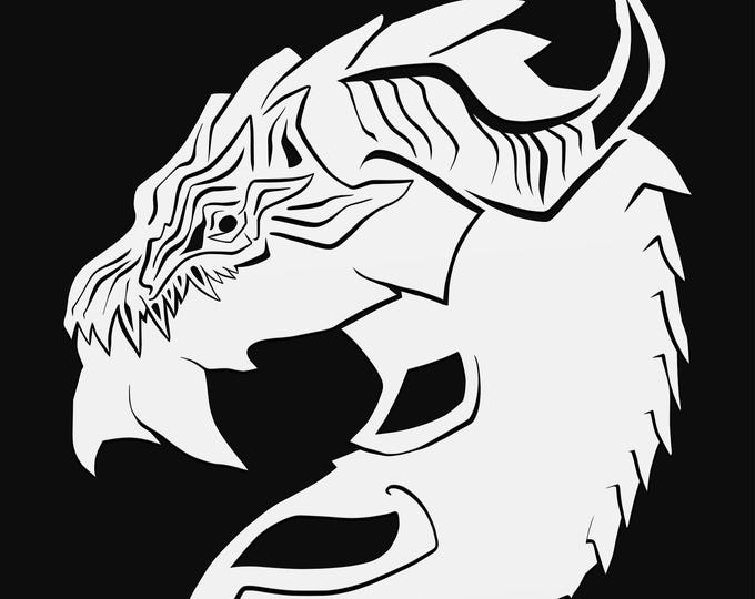 dragon svg cut file, glowforge file, vinyl template, fantasy laser cut file, dragon svg, cuttable magical svg, clipart png
