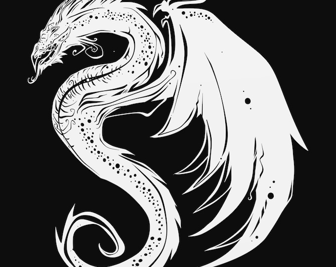 year of the dragon svg cut file, glowforge file, vinyl template, laser cut file, dragon svg, cuttable magical svg, clipart png