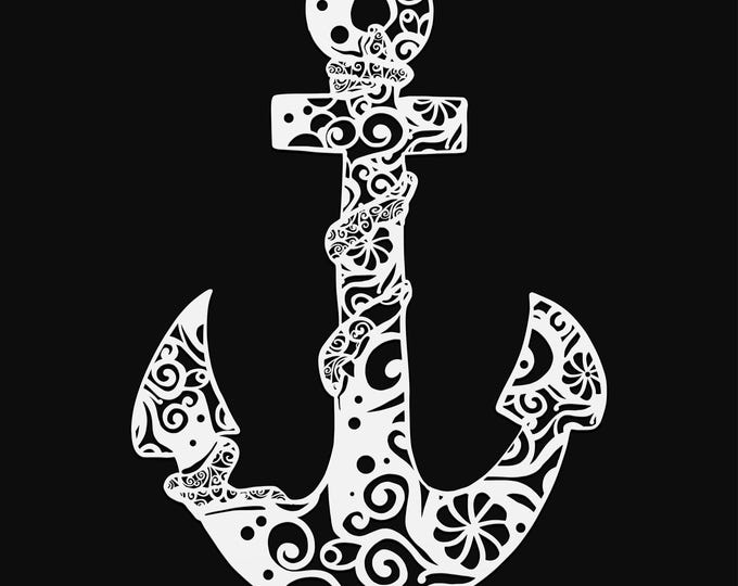 anchor mandala svg cut file, glowforge file, vinyl template, laser cut file, nautical svg, cuttable ship svg, clipart png