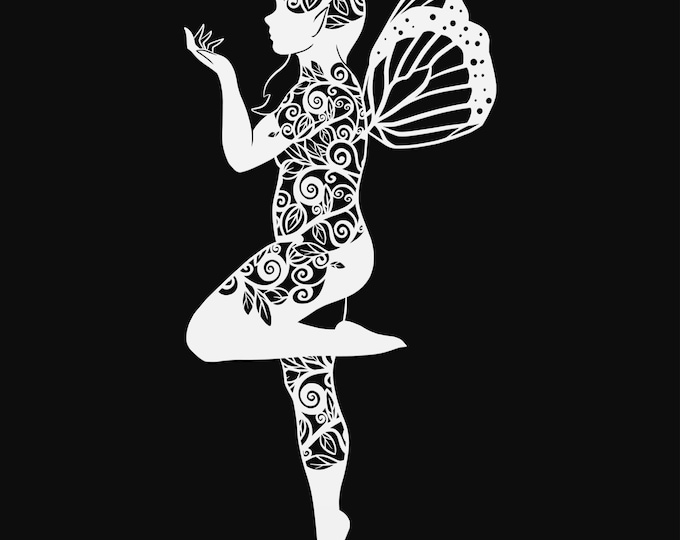 butterfly fairy mandala svg cut file, glowforge file, vinyl template, laser cut file, fairy svg, cuttable pixie svg, clipart png