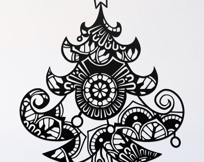 christmas tree mandala svg cut file, glowforge file, vinyl template, laser cut file, seasonal svg, cuttable holiday svg, clipart png
