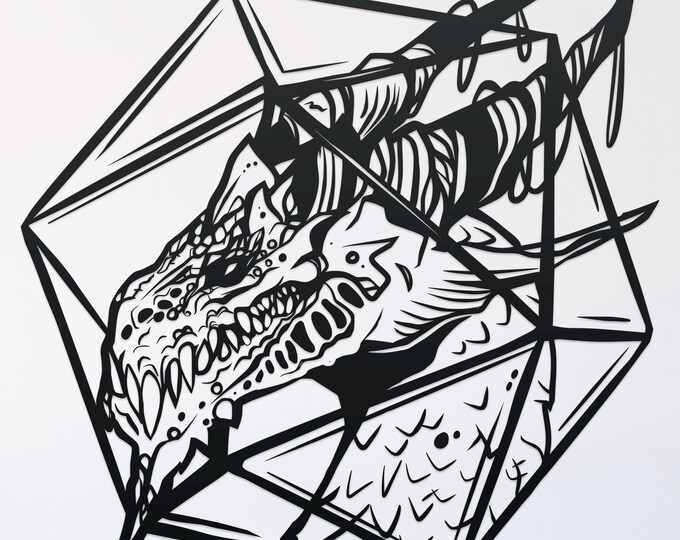 d20 dragon svg cut file, glowforge file, vinyl template, fantasy laser cut file, dragon svg, cuttable magical svg, clipart png