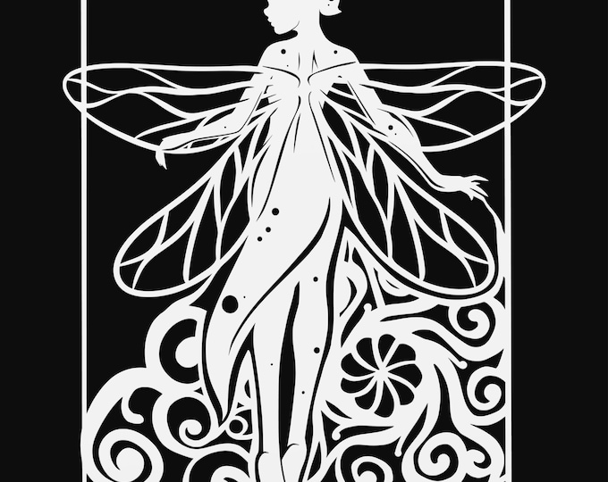 fairy in frame mandala svg cut file, glowforge file, vinyl template, laser cut file, fairy svg, cuttable pixie svg, clipart png
