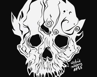 warlock skull svg cut file, glowforge file, vinyl template, laser cut file, pagan svg, cuttable wicca svg, clipart png