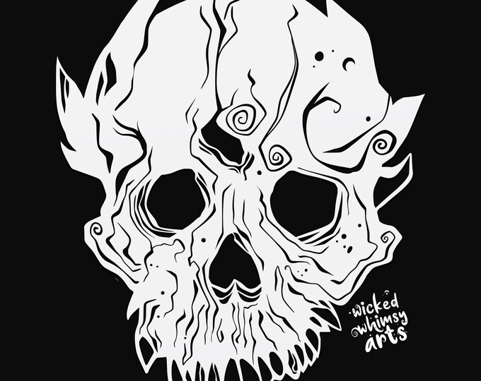 warlock skull svg cut file, glowforge file, vinyl template, laser cut file, pagan svg, cuttable wicca svg, clipart png
