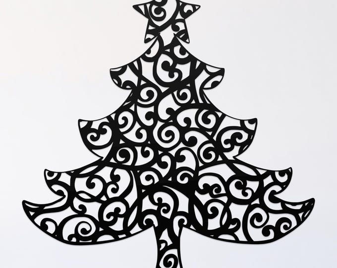 christmas tree mandala svg cut file, glowforge file, vinyl template, laser cut file, seasonal svg, cuttable holiday svg, clipart png