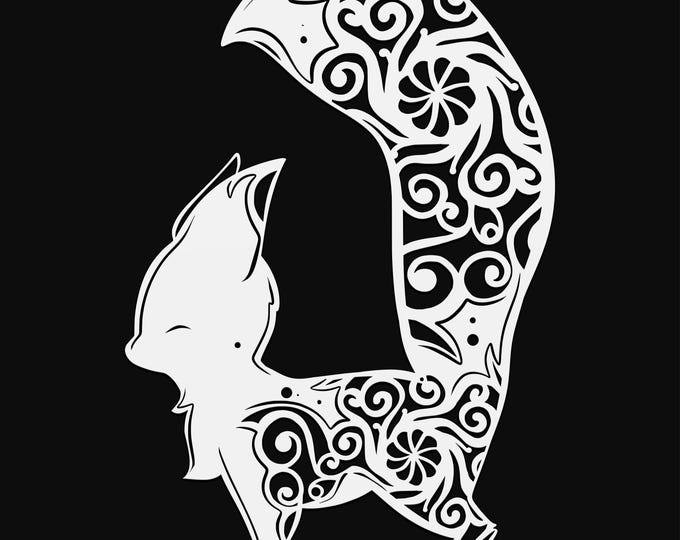 little fox mandala svg cut file, glowforge file, vinyl template, laser cut file, animal svg, cuttable animal svg, clipart png