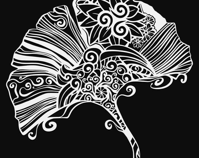 ginkgo leaf mandala svg cut file, glowforge file, leaf vinyl template, laser cut file, plant svg, cuttable botany svg, clipart png