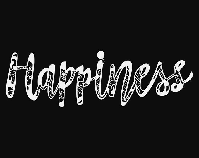 happiness mandala svg cut file, word cut file, glowforge svg, vinyl template, laser cut file, cuttable monogram svg, clipart png