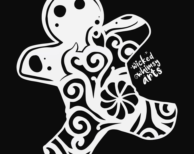 gingerbread man mandala svg cut file, glowforge file, vinyl template, laser cut file, seasonal svg, cuttable holiday svg, clipart png