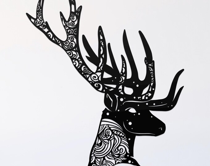 reindeer mandala svg cut file, deer glowforge file, vinyl template, laser cut file, animal svg, cuttable animal svg, clipart png
