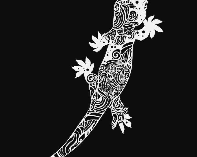 tokay gecko mandala svg cut file, lizard glowforge file, vinyl template, laser cut file, reptile svg, cuttable animal svg, clipart png